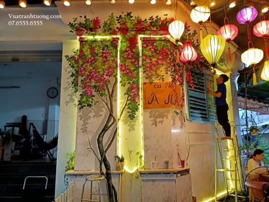 Mẫu Tranh Tường Cây Hoa Giấy