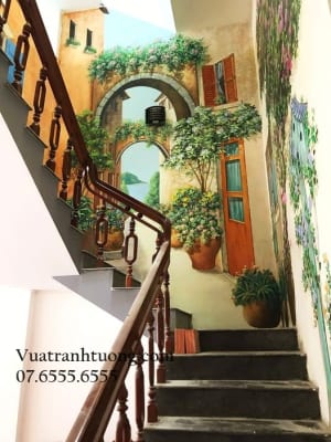 Mẫu Tranh Tường Vẽ Cầu Thang