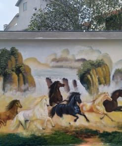 Tranh Tường Vẽ Đàn Ngựa