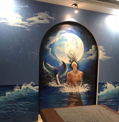 Vẽ Tranh Tường Con Sóng Biển
